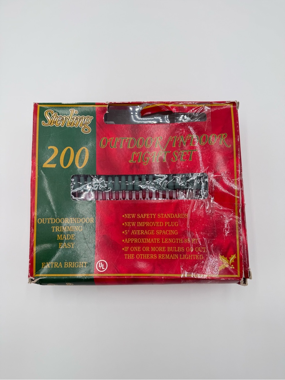 Vintage Sterling 200 Red Christmas Lights 85 Ft Indoor Outdoor Tested Works